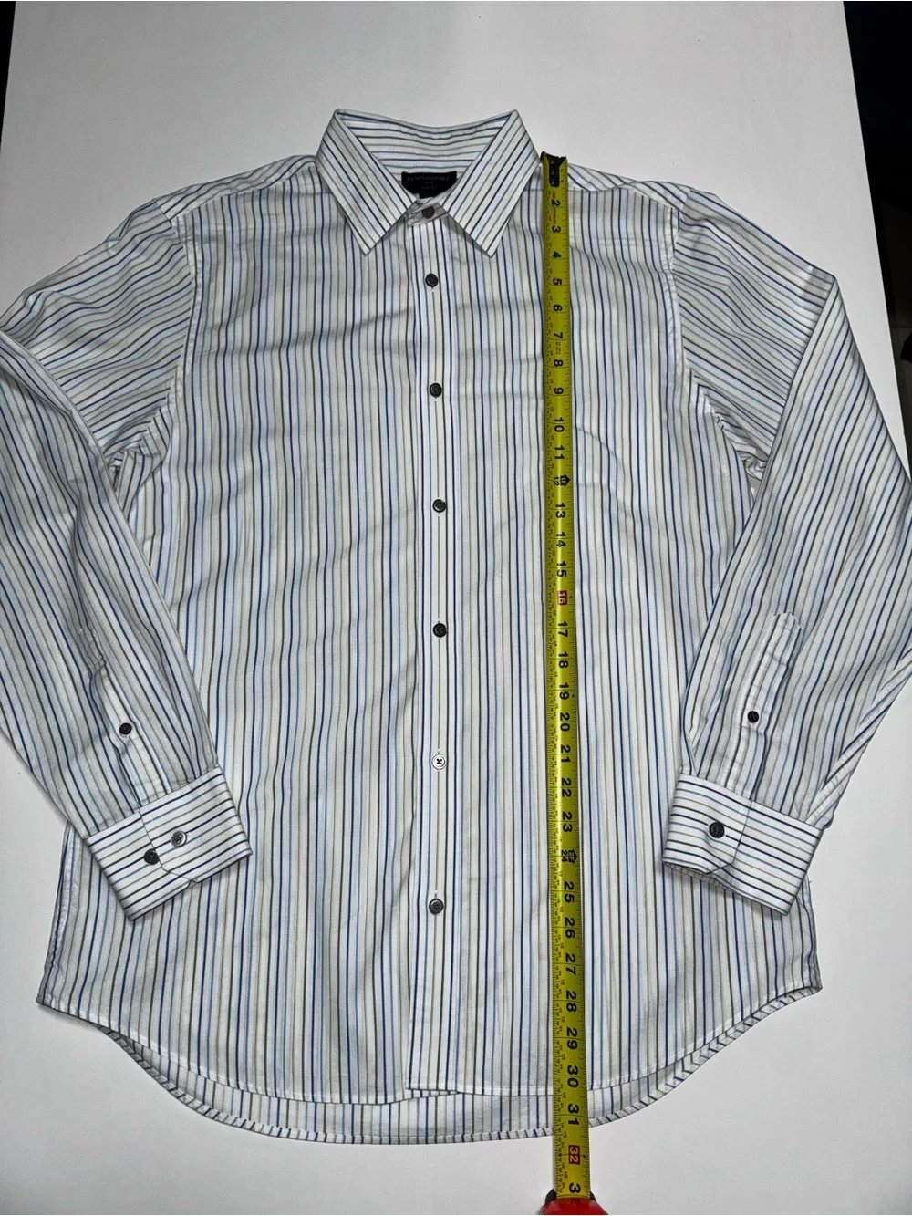 Banana Republic White Dress Shirt with Blue and Gray Stripes, 16-16,5 L